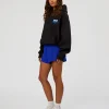 Run Club Script Oversized Hoodie - Black-Palace Blue