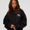 Run Club Script Oversized Hoodie - Black-Palace Blue