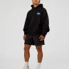 Run Club Script Oversized Hoodie - Black-Palace Blue
