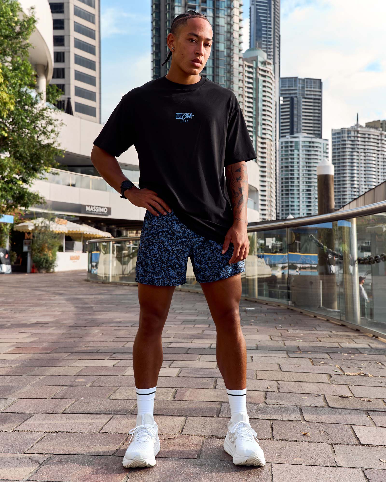 Pace 5" Lined Running Short - Energy Print Palace Blue