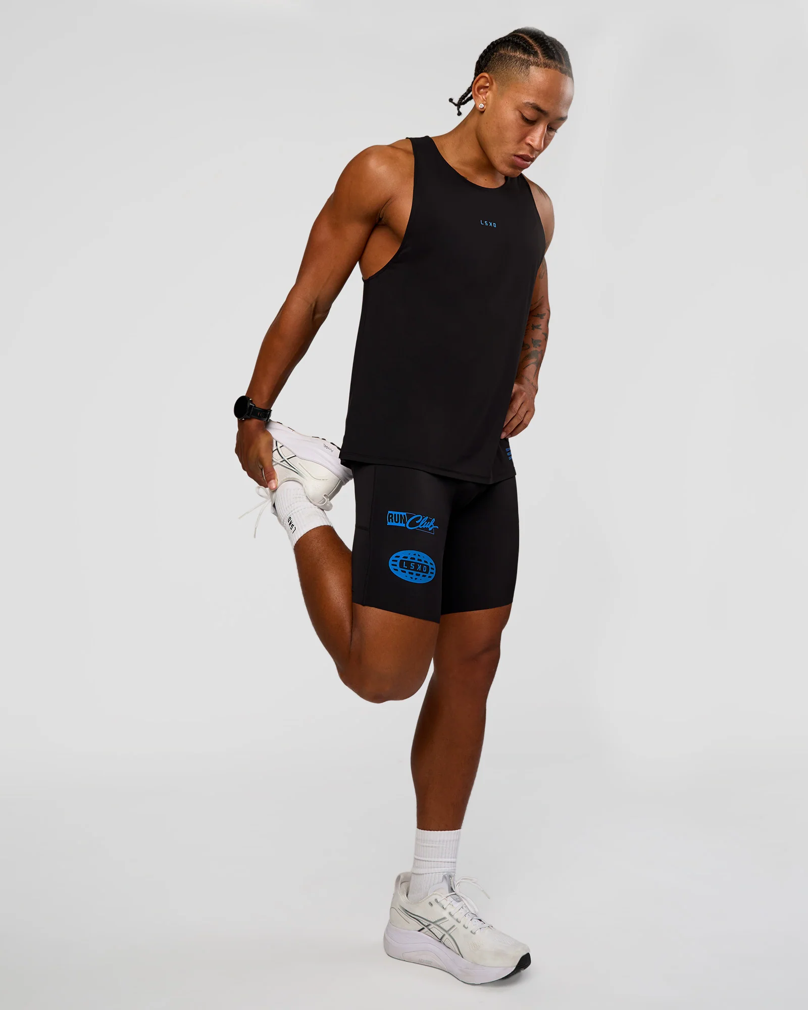 Race Day 8" Short Tight - Black-Palace Blue