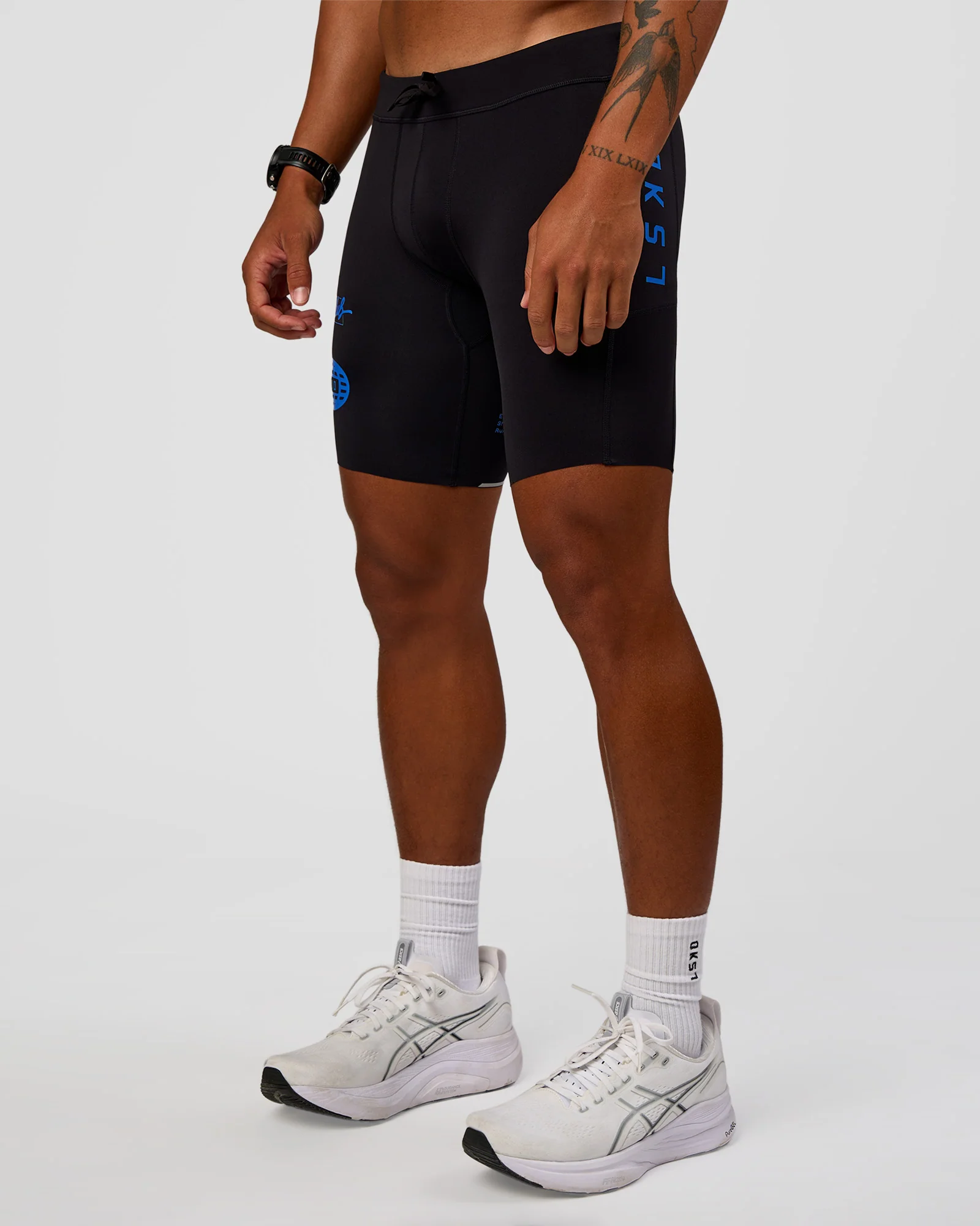 Race Day 8" Short Tight - Black-Palace Blue