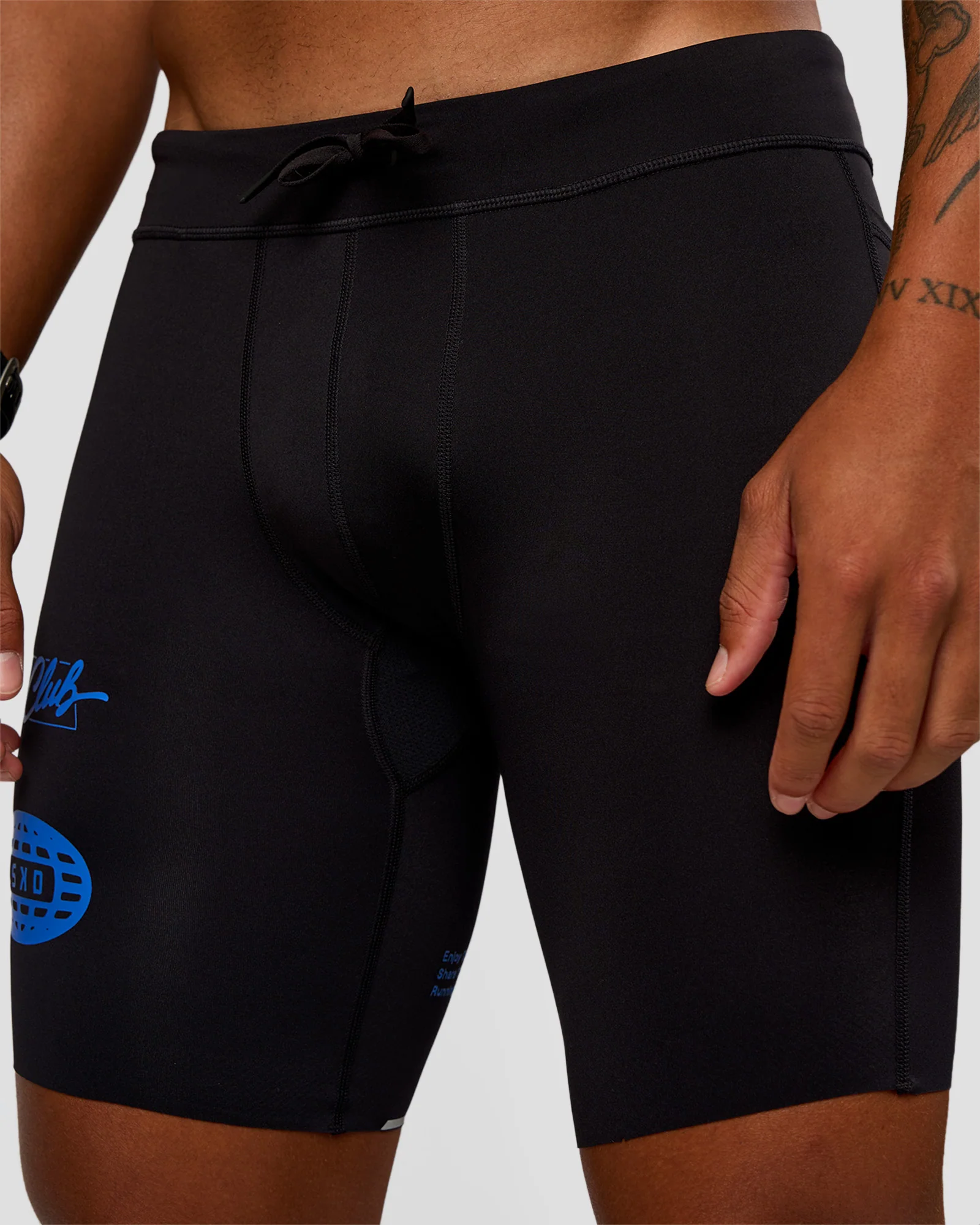 Race Day 8" Short Tight - Black-Palace Blue