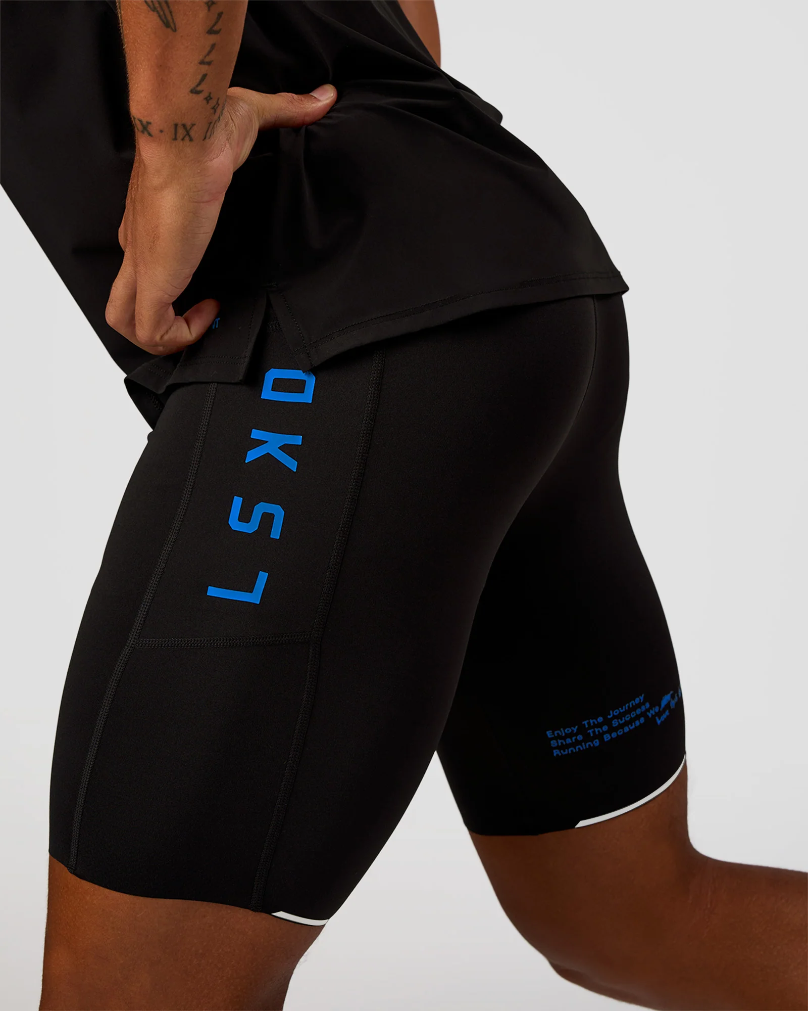 Race Day 8" Short Tight - Black-Palace Blue