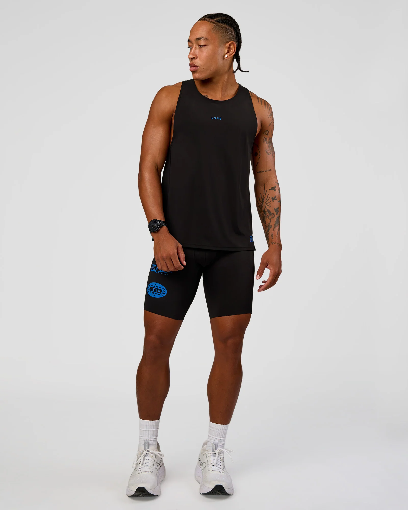 Race Day 8" Short Tight - Black-Palace Blue
