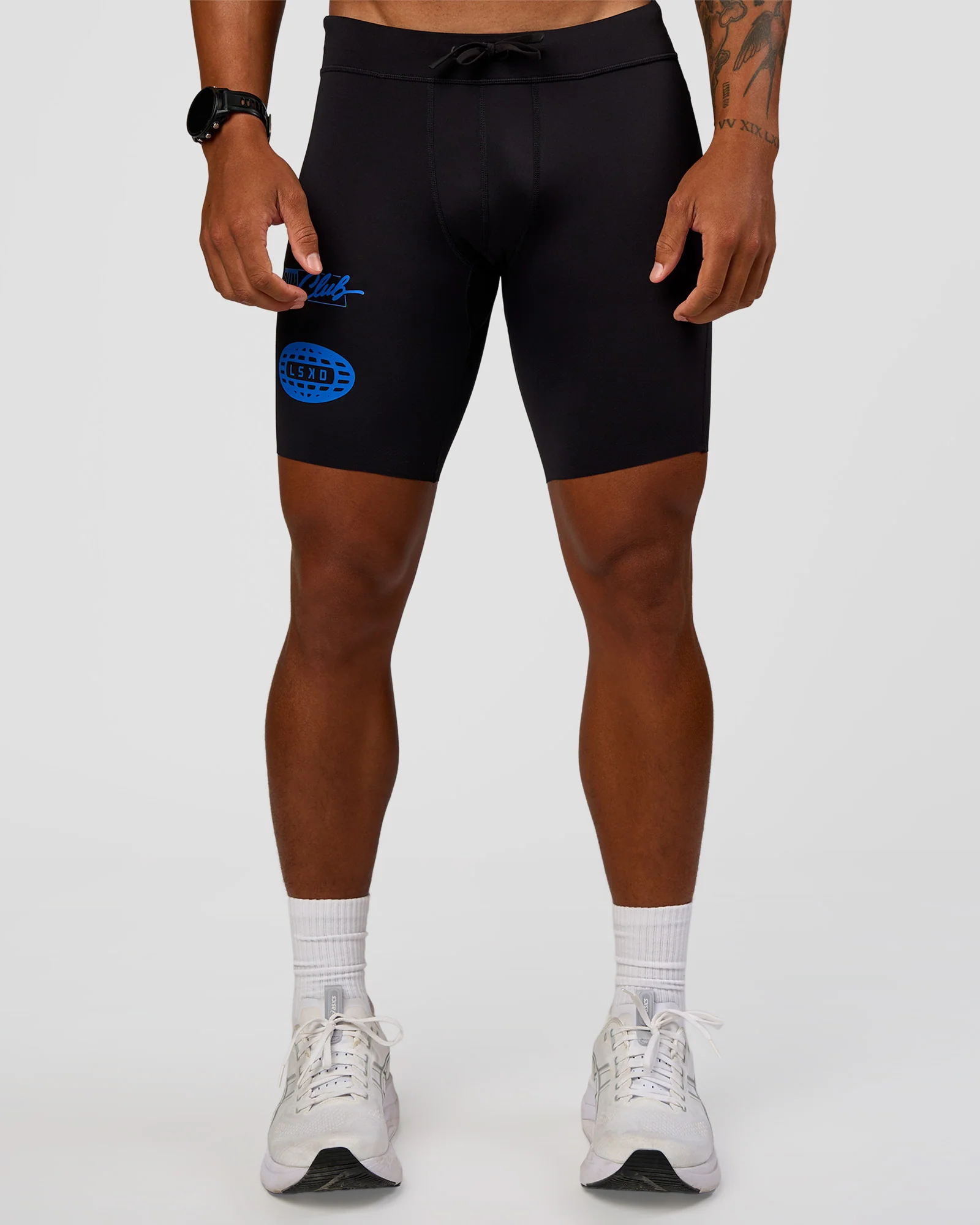 Race Day 8" Short Tight - Black-Palace Blue