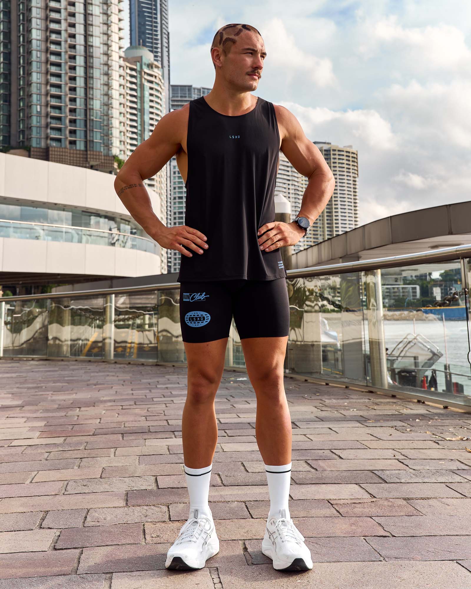 Race Day 8" Short Tight - Black-Palace Blue
