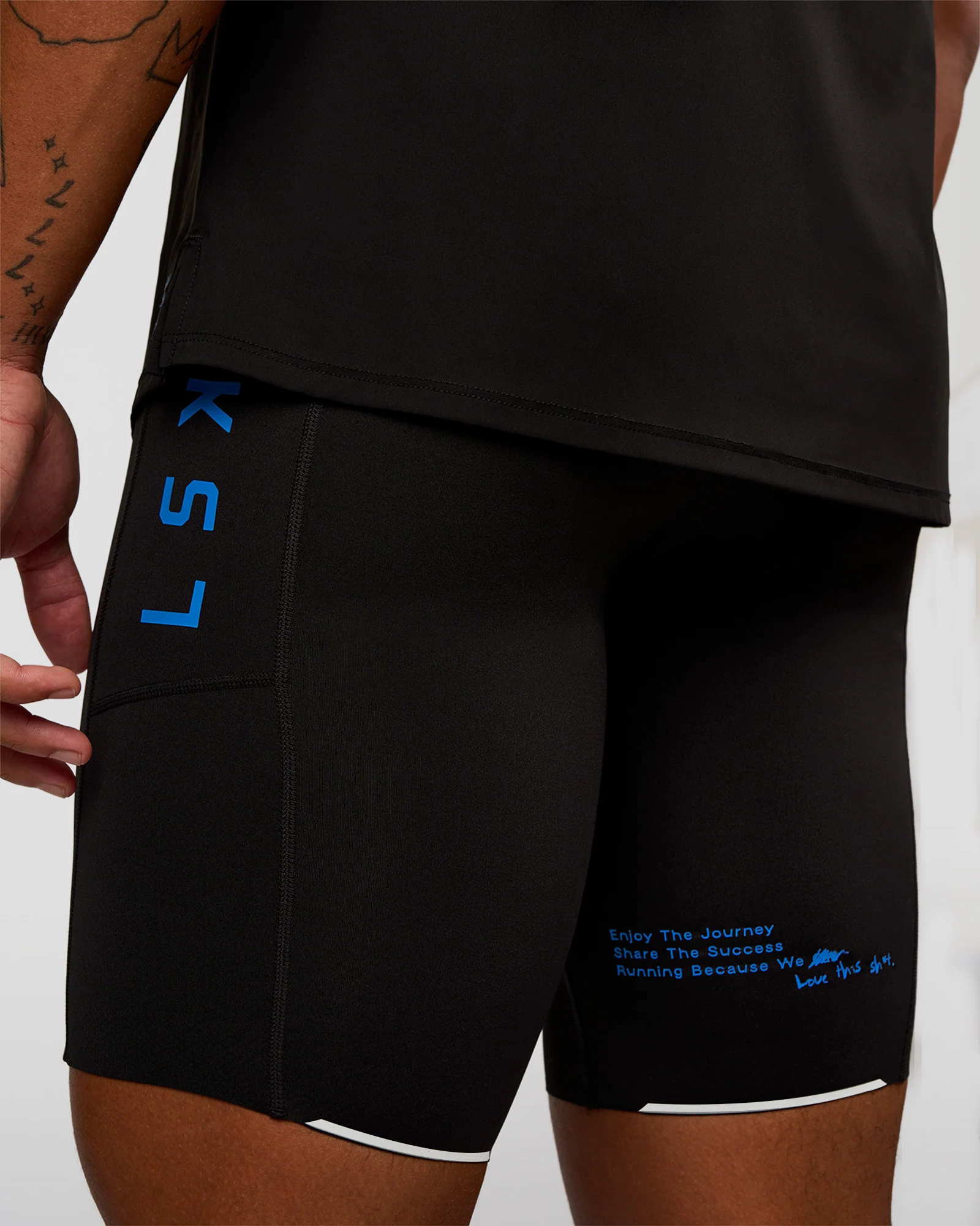 Race Day 8" Short Tight - Black-Palace Blue