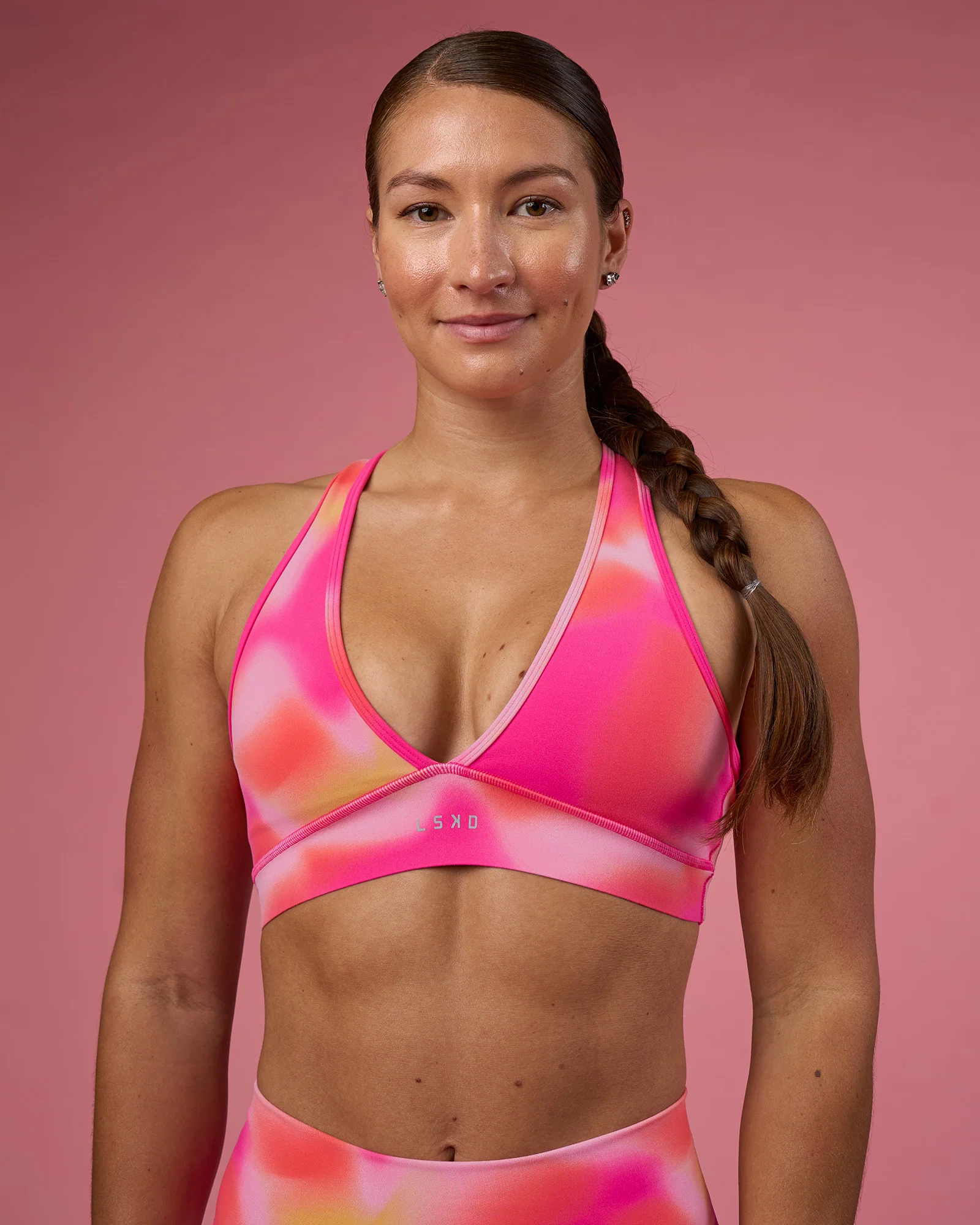 Stamina Rise Sports Bra - Pink Glow Print
