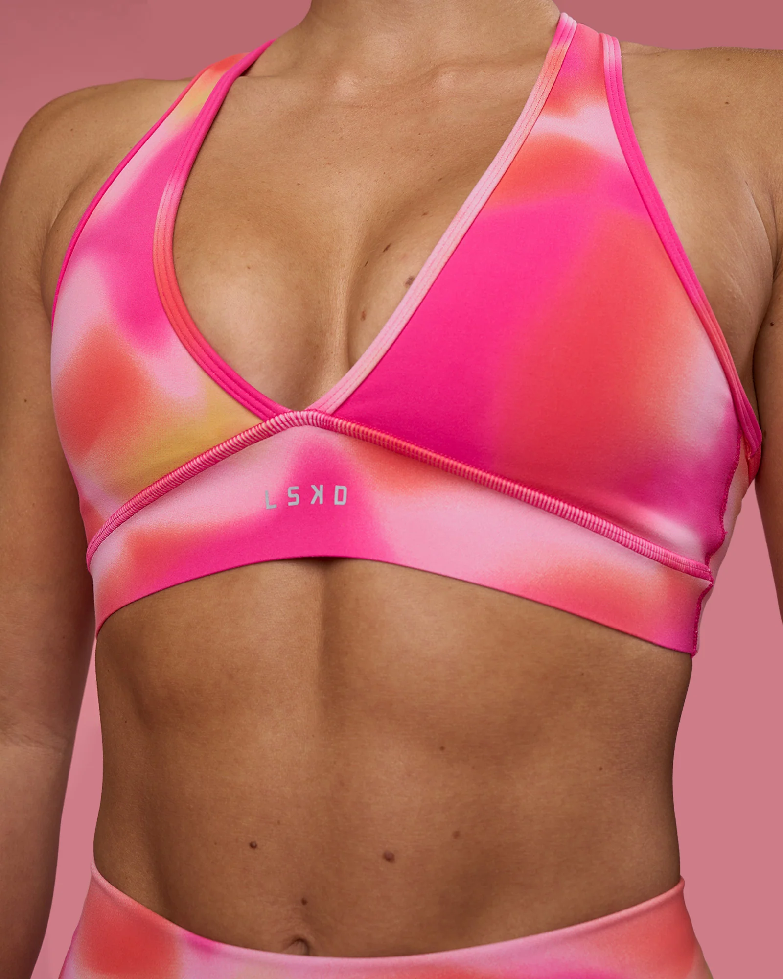 Stamina Rise Sports Bra - Pink Glow Print