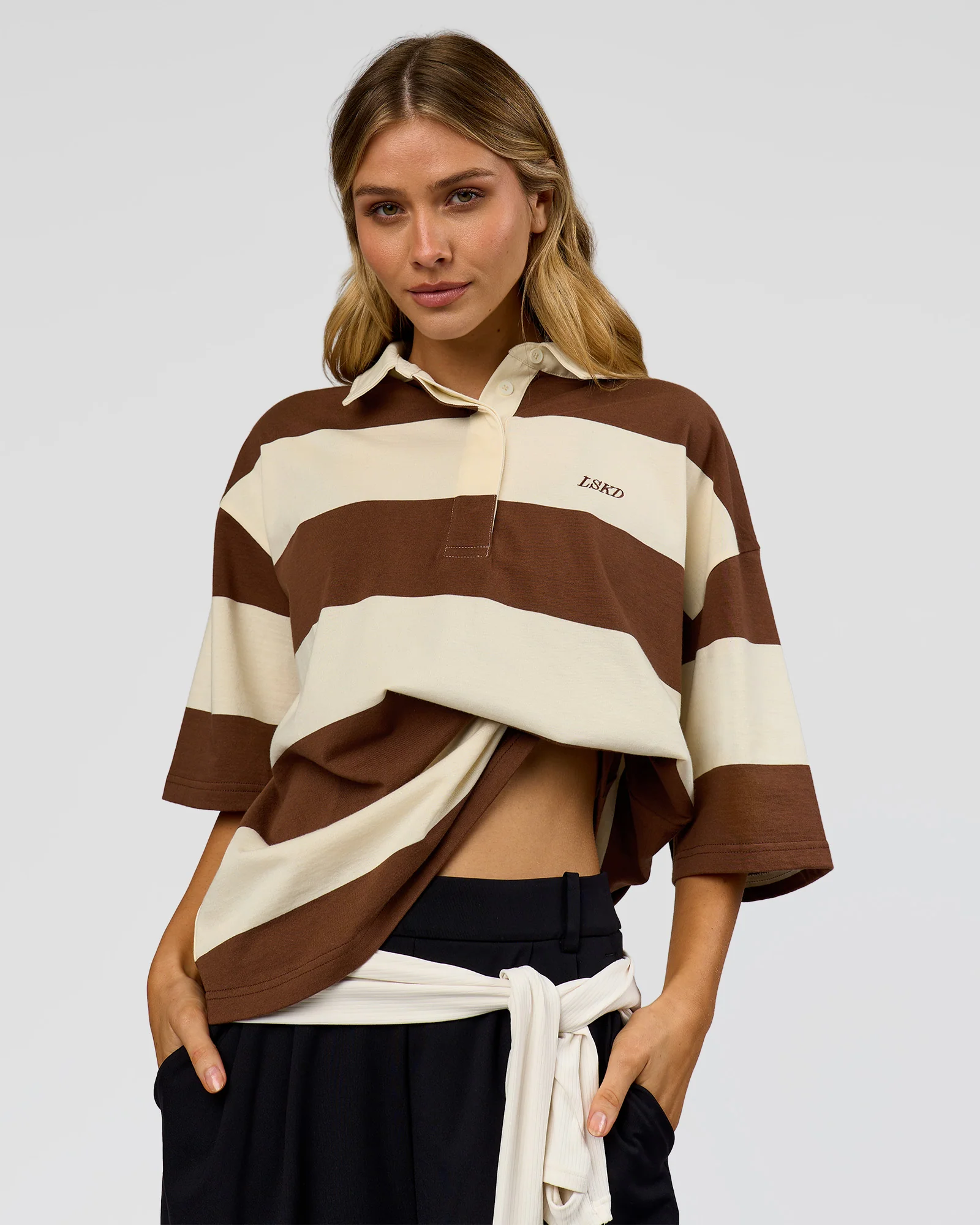 500-oversized-rugby-polo-off-white-brown-10.webp Oversized Rugby Polo - Off White - Brown
