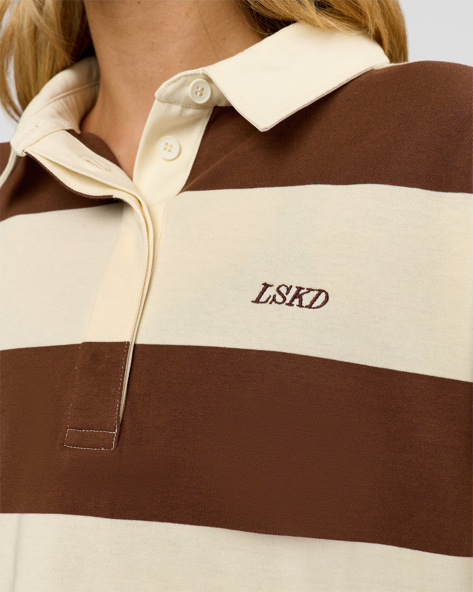 500-oversized-rugby-polo-off-white-brown-6.jpg Oversized Rugby Polo - Off White - Brown