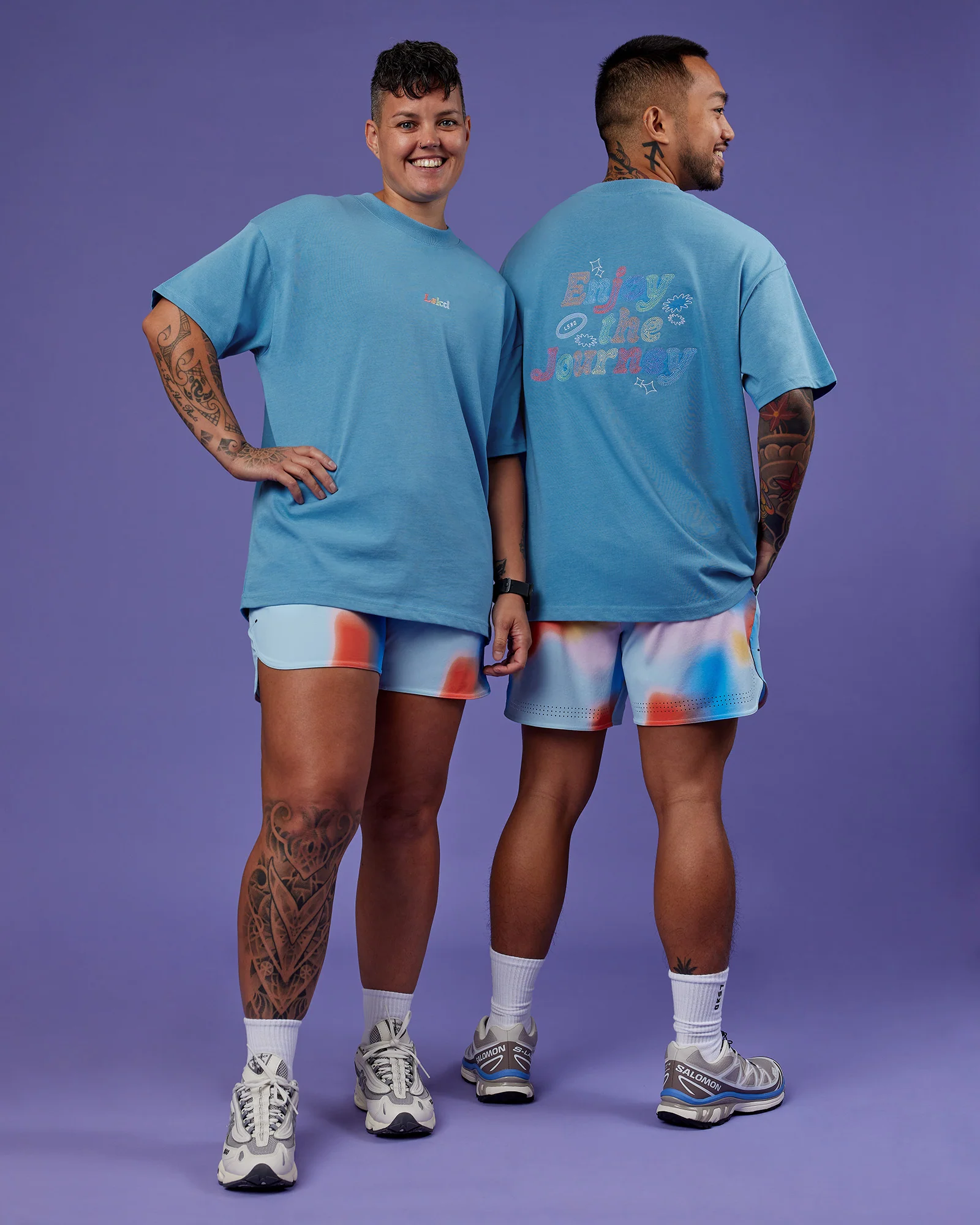 Our Journey Heavyweight Oversized Tee - Azure Blue-Rainbow