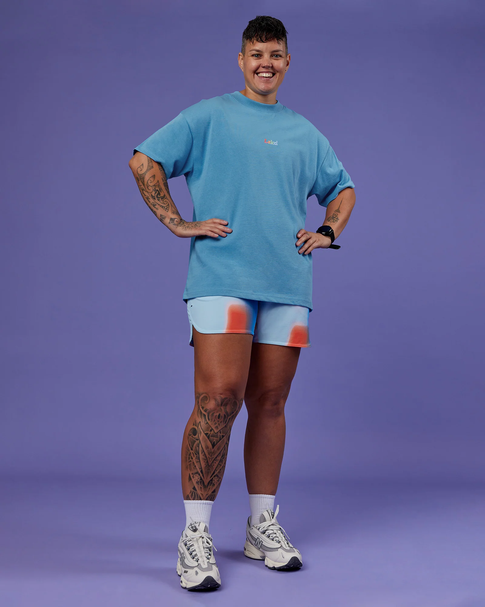 Our Journey Heavyweight Oversized Tee - Azure Blue-Rainbow