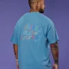 Our Journey Heavyweight Oversized Tee - Azure Blue-Rainbow
