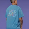 Our Journey Heavyweight Oversized Tee - Azure Blue-Rainbow