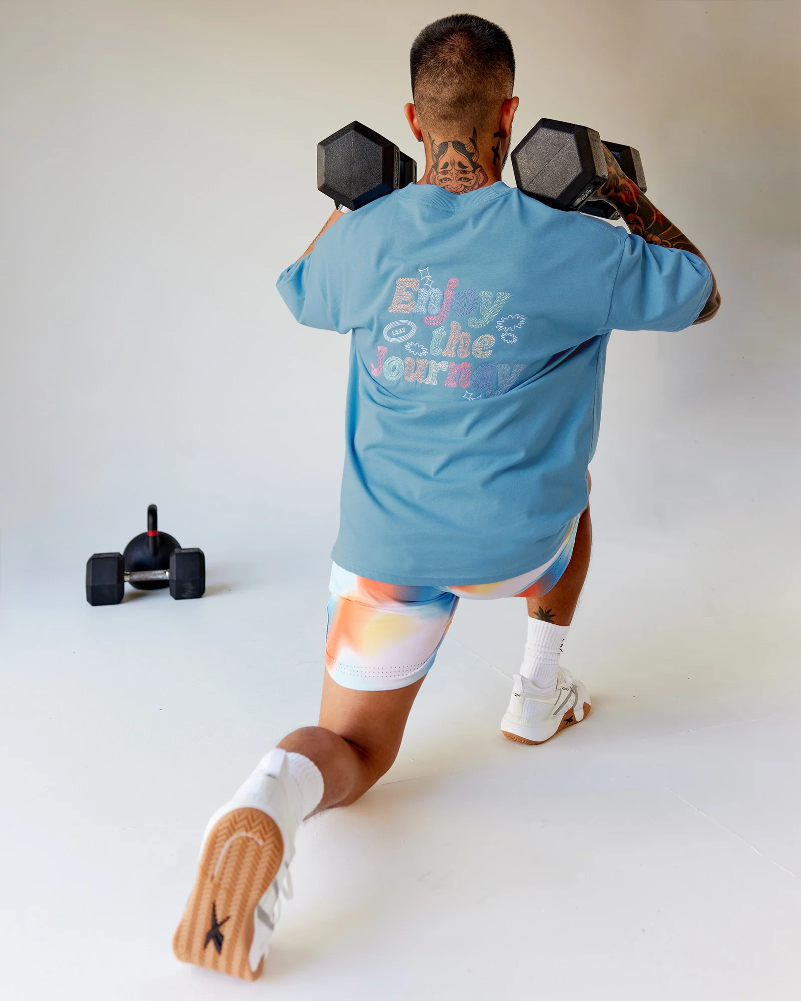 Our Journey Heavyweight Oversized Tee - Azure Blue-Rainbow