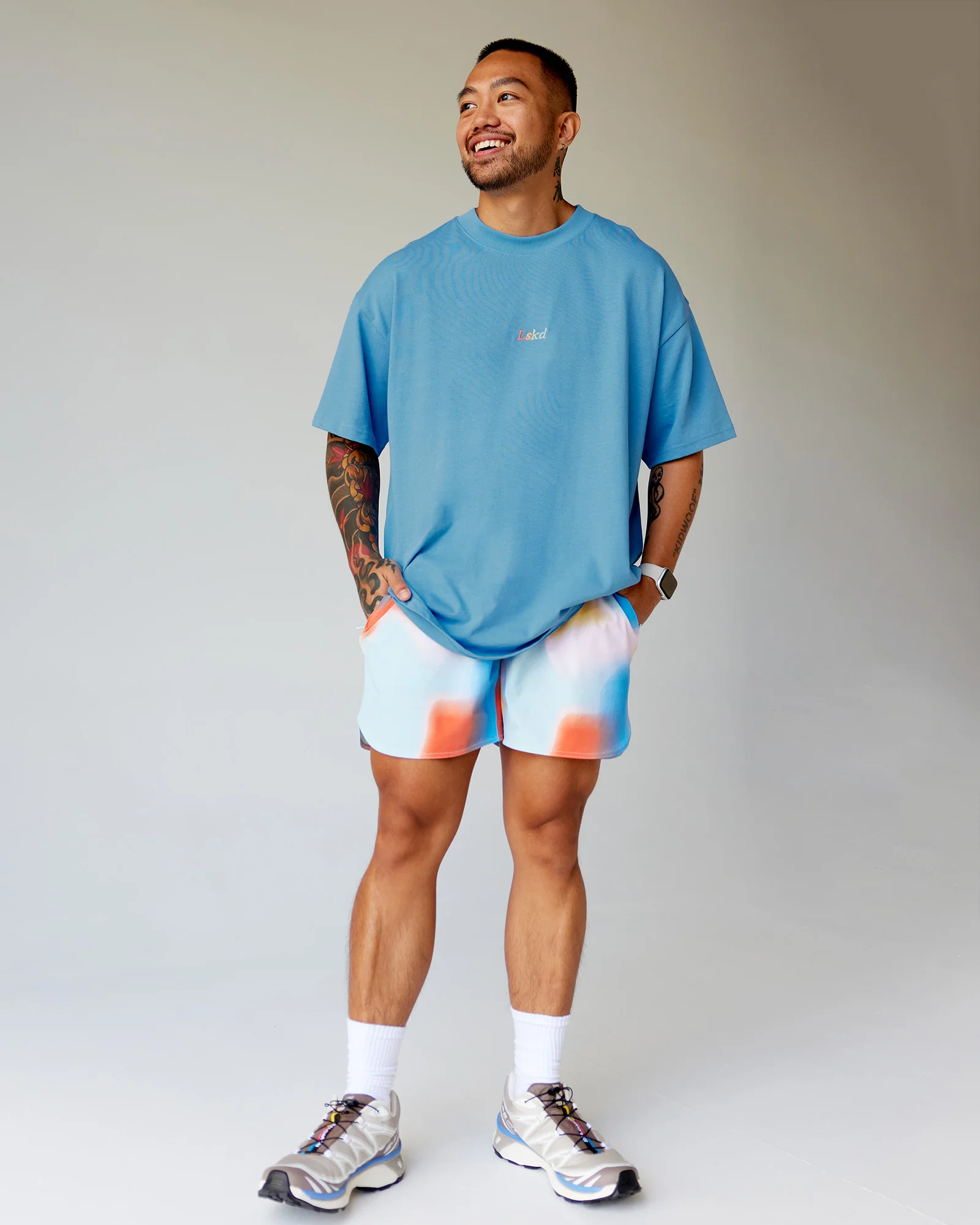 Our Journey Heavyweight Oversized Tee - Azure Blue-Rainbow