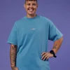Our Journey Heavyweight Oversized Tee - Azure Blue-Rainbow