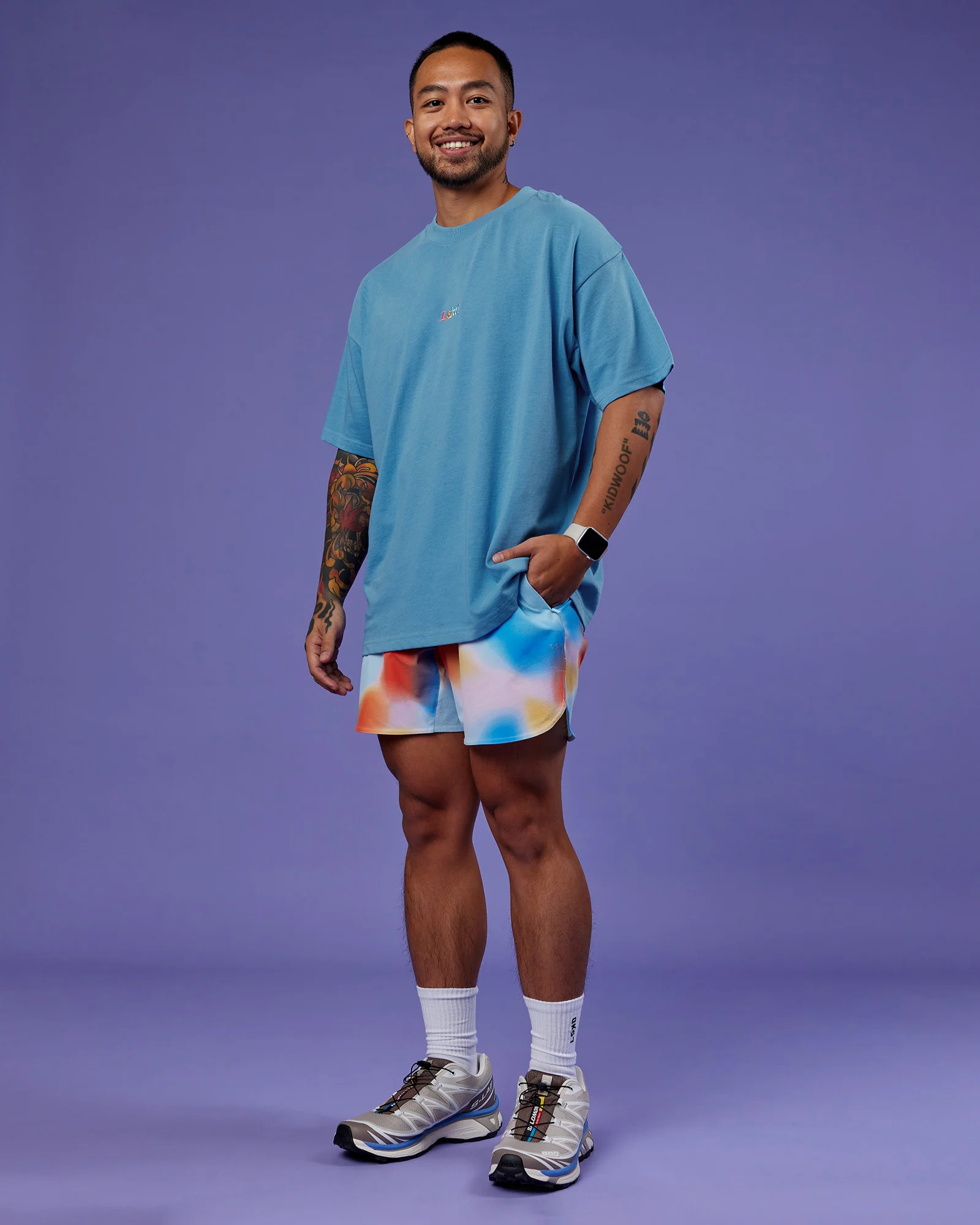 Our Journey Heavyweight Oversized Tee - Azure Blue-Rainbow