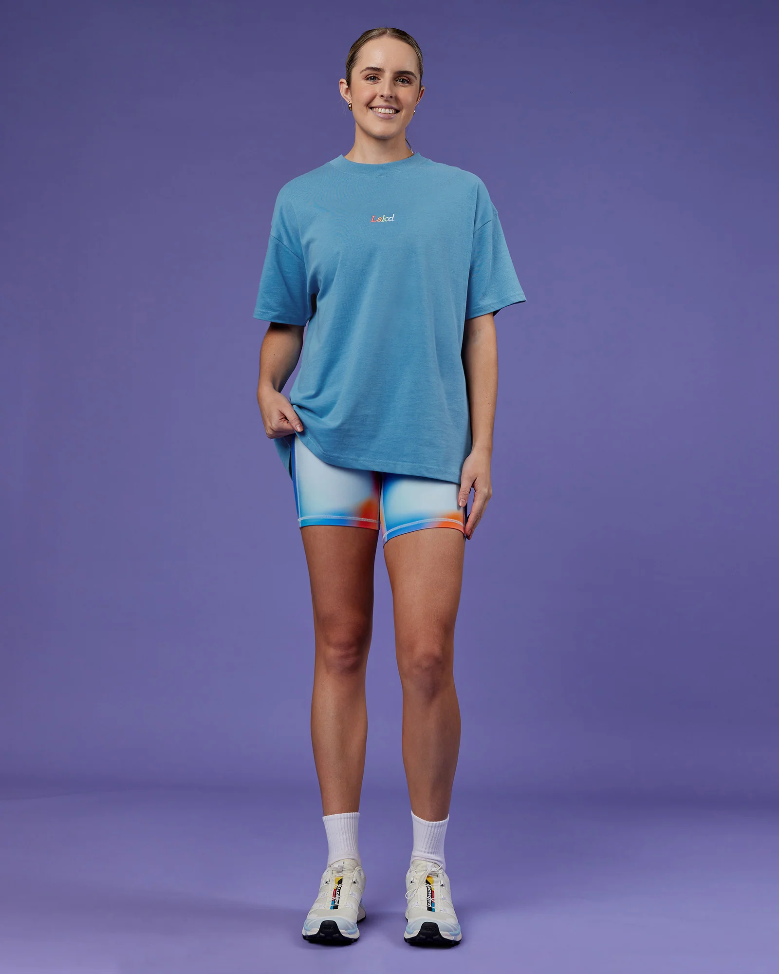 Our Journey Heavyweight Oversized Tee - Azure Blue-Rainbow