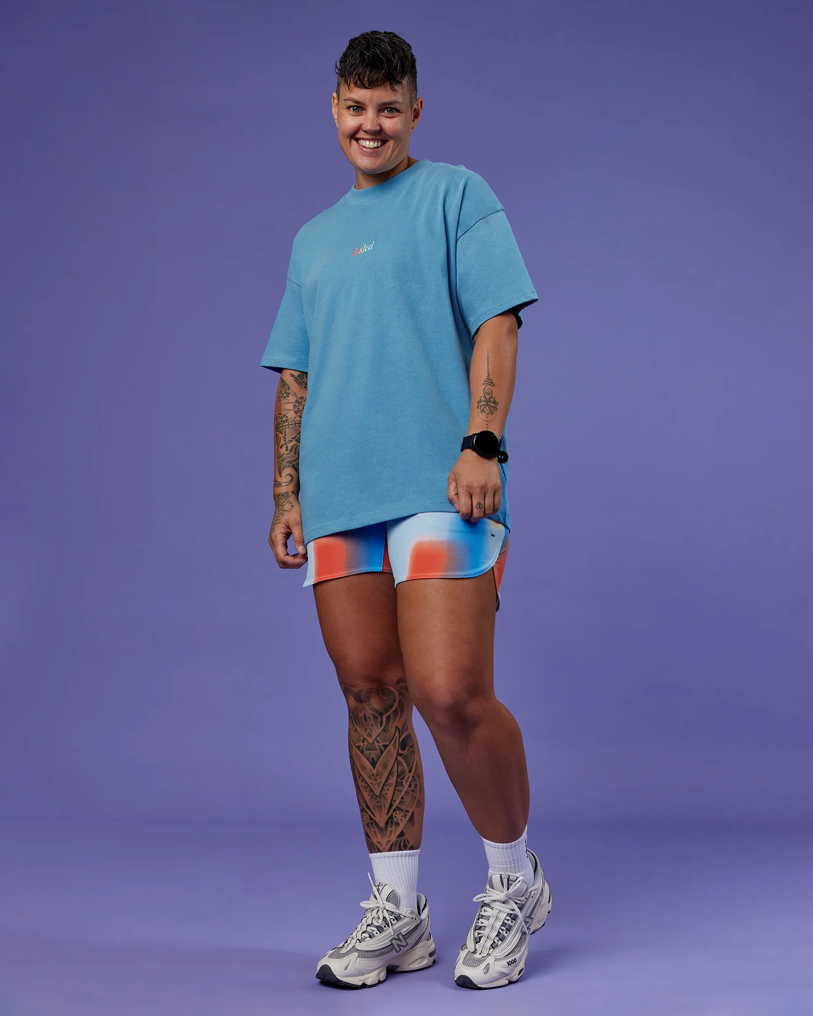 Our Journey Heavyweight Oversized Tee - Azure Blue-Rainbow