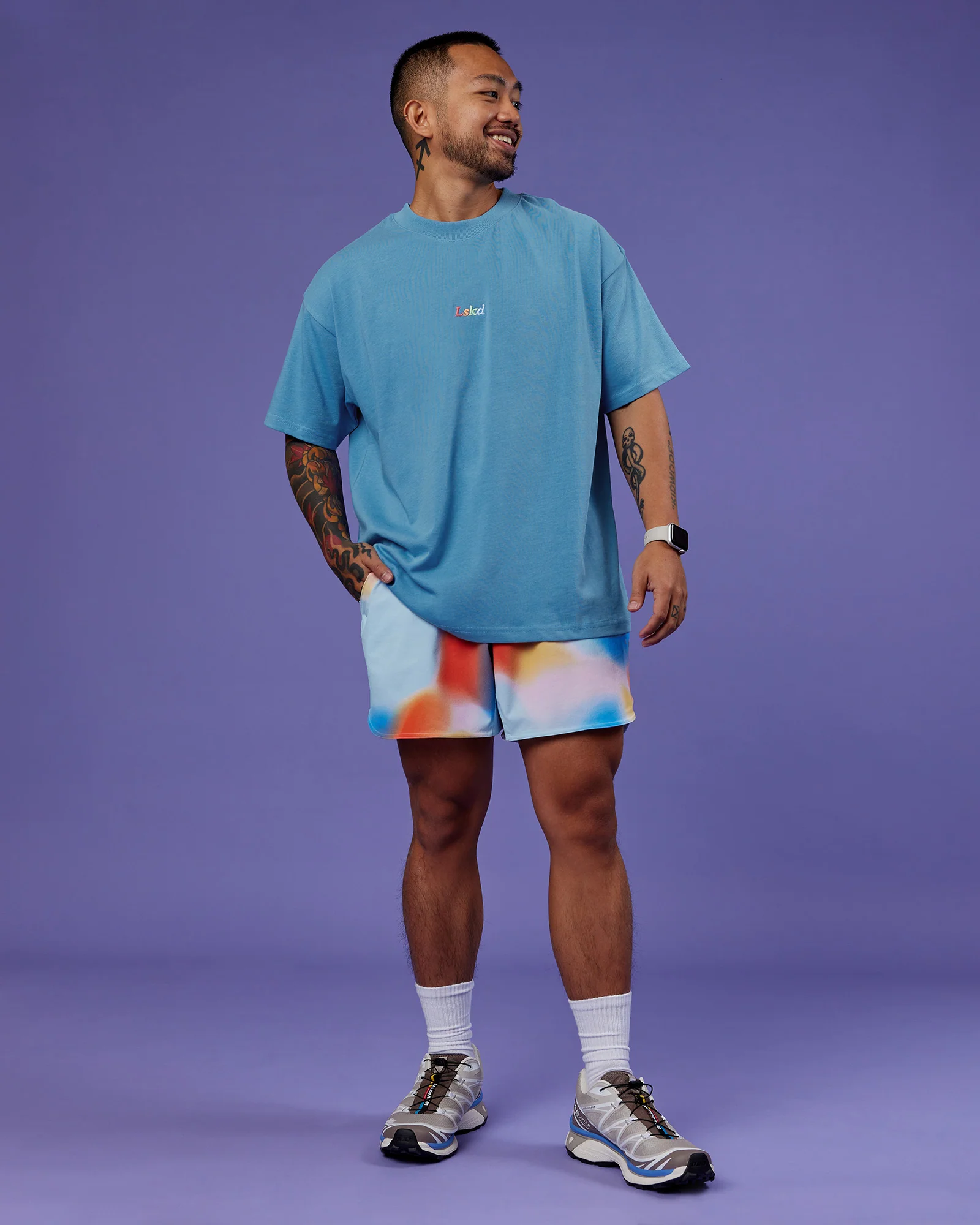 Our Journey Heavyweight Oversized Tee - Azure Blue-Rainbow