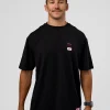 Archive FLXCotton Oversized Tee - Black-Scarlet