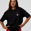 Archive FLXCotton Oversized Tee - Black-Scarlet