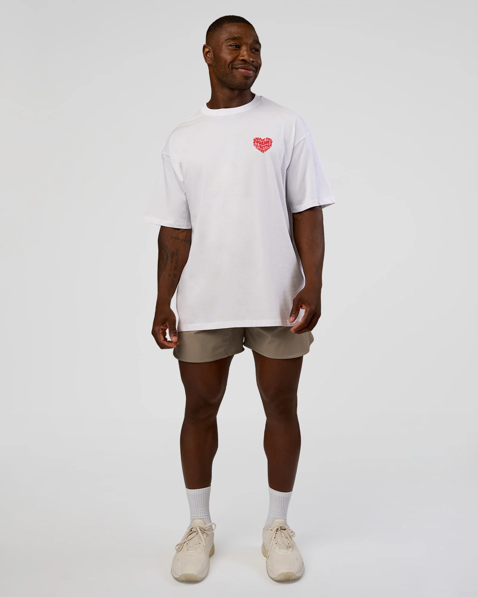 Love the Journey FLXCotton Oversized Tee - White-Candy Pink