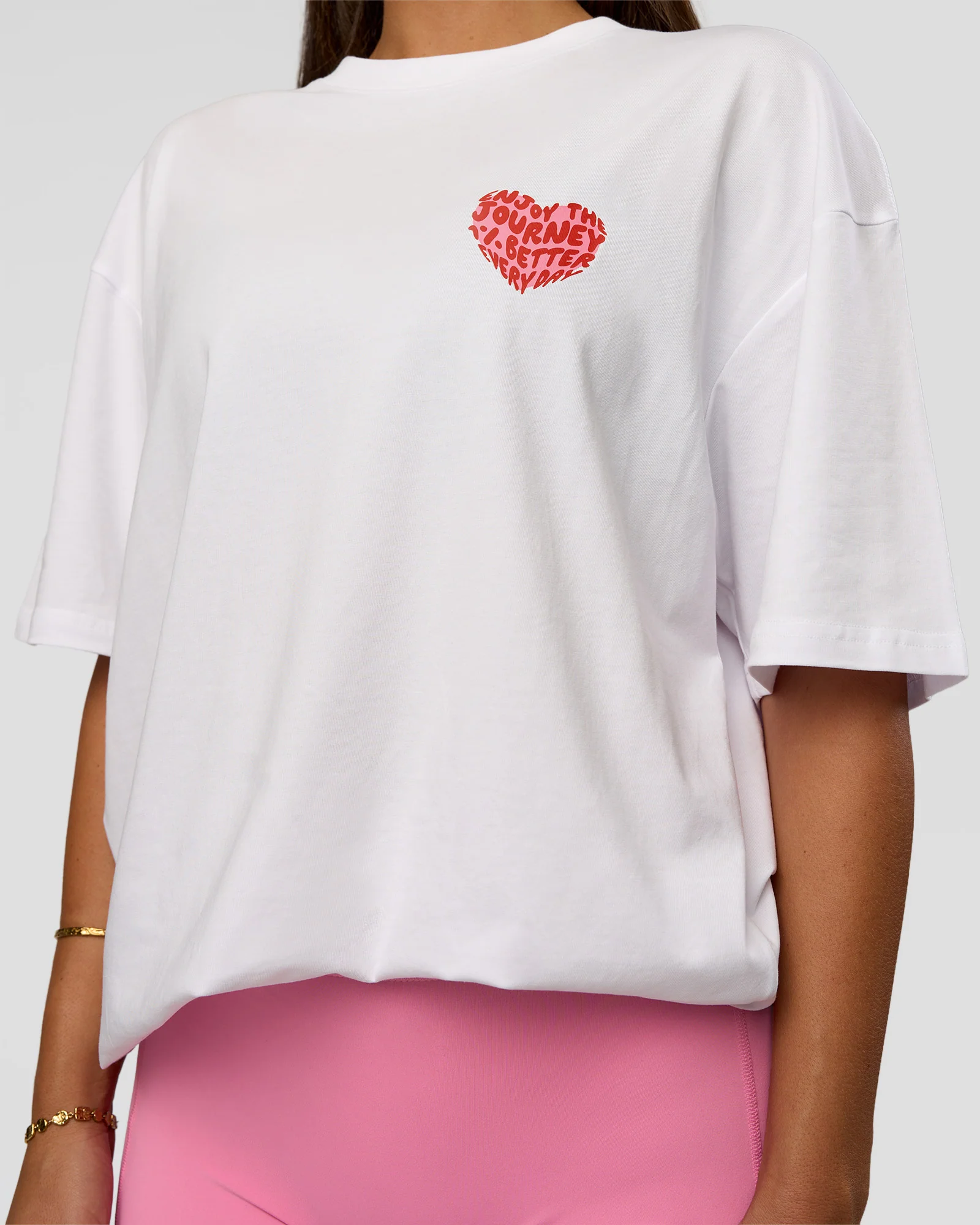 Love the Journey FLXCotton Oversized Tee - White-Candy Pink