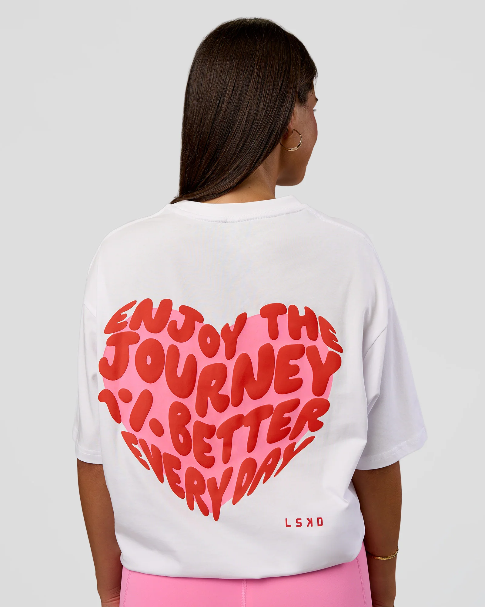 Love the Journey FLXCotton Oversized Tee - White-Candy Pink