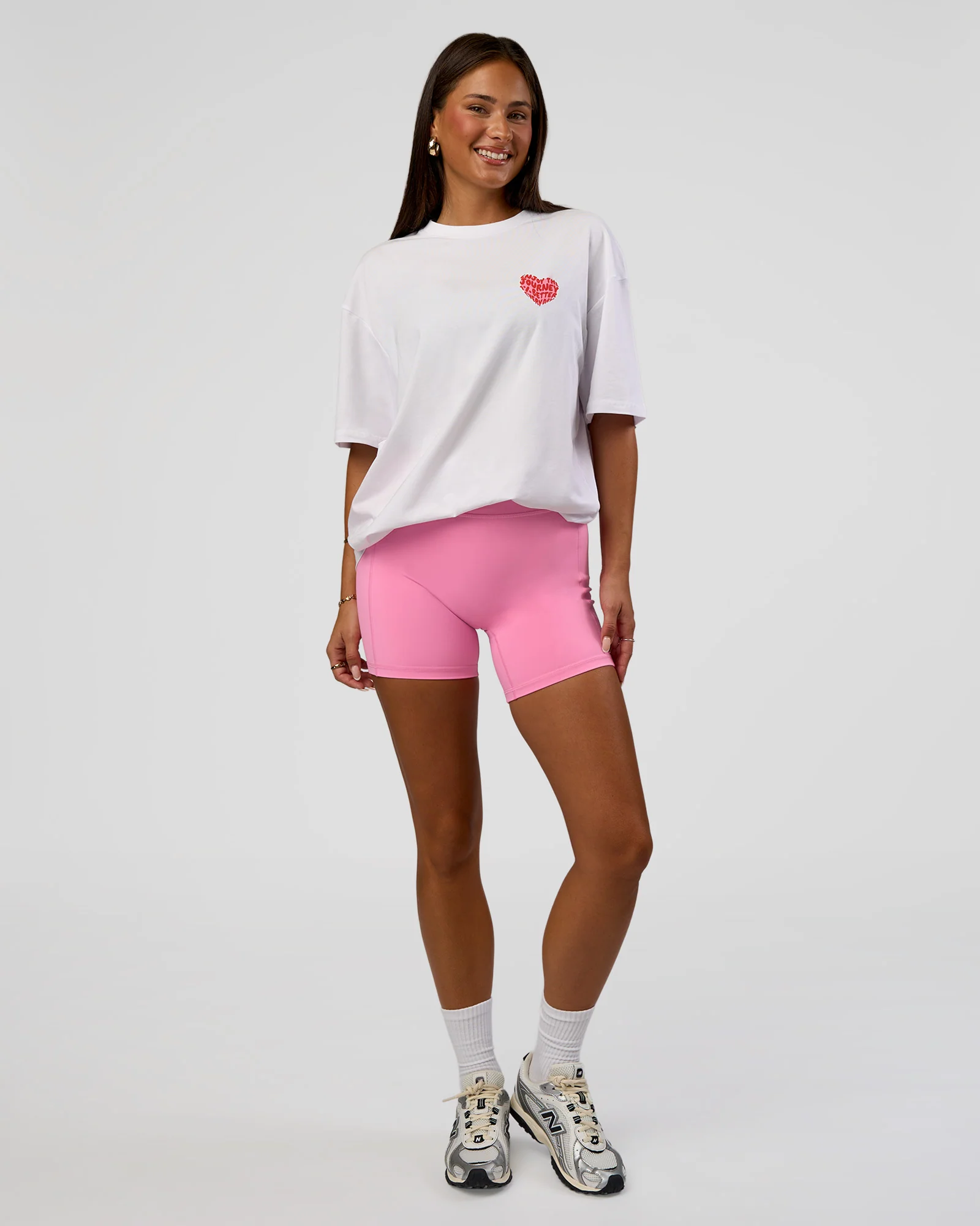Love the Journey FLXCotton Oversized Tee - White-Candy Pink