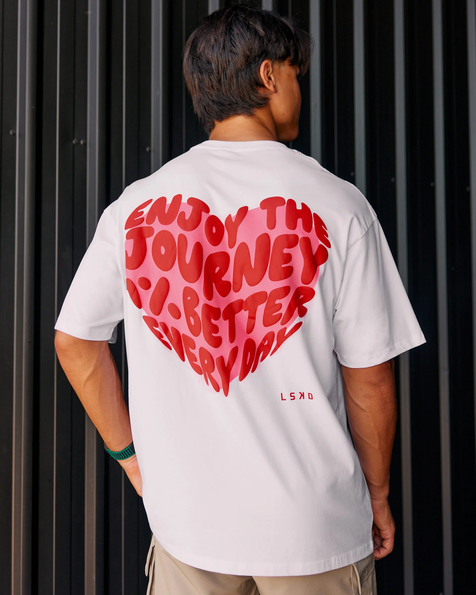 Love the Journey FLXCotton Oversized Tee - White-Candy Pink