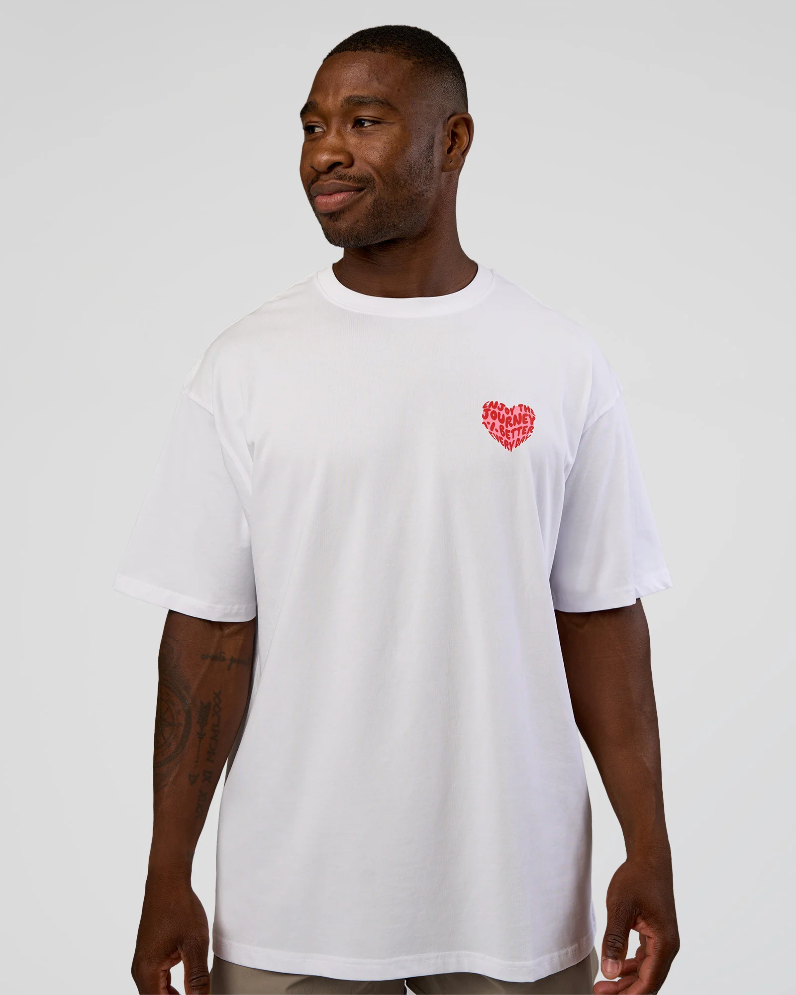Love the Journey FLXCotton Oversized Tee - White-Candy Pink