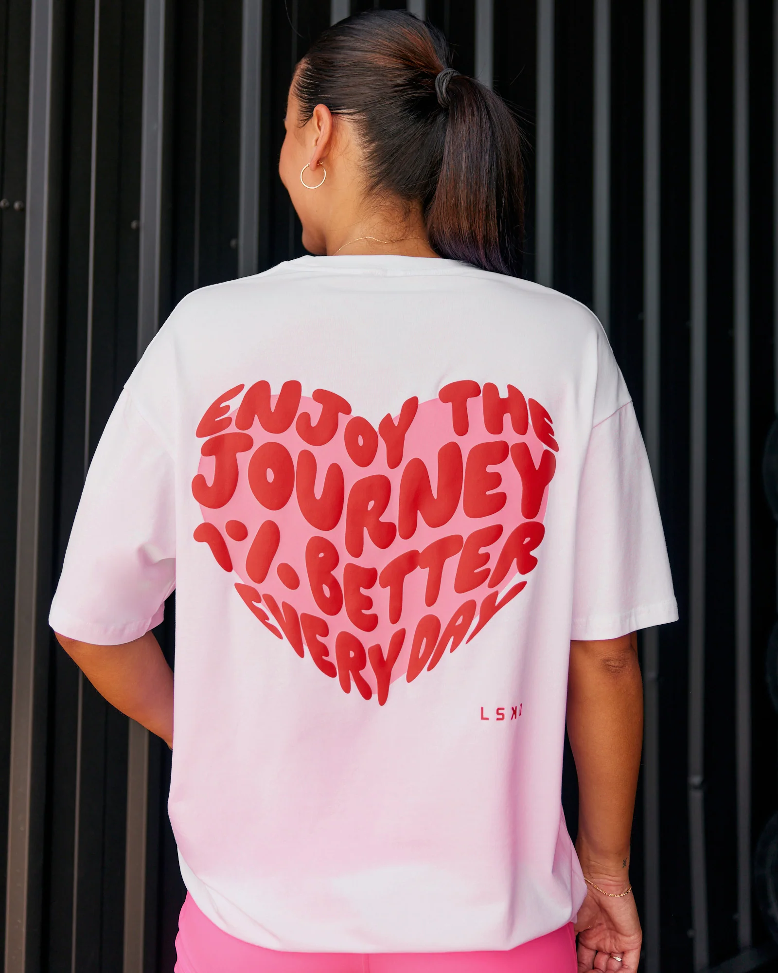 Love the Journey FLXCotton Oversized Tee - White-Candy Pink