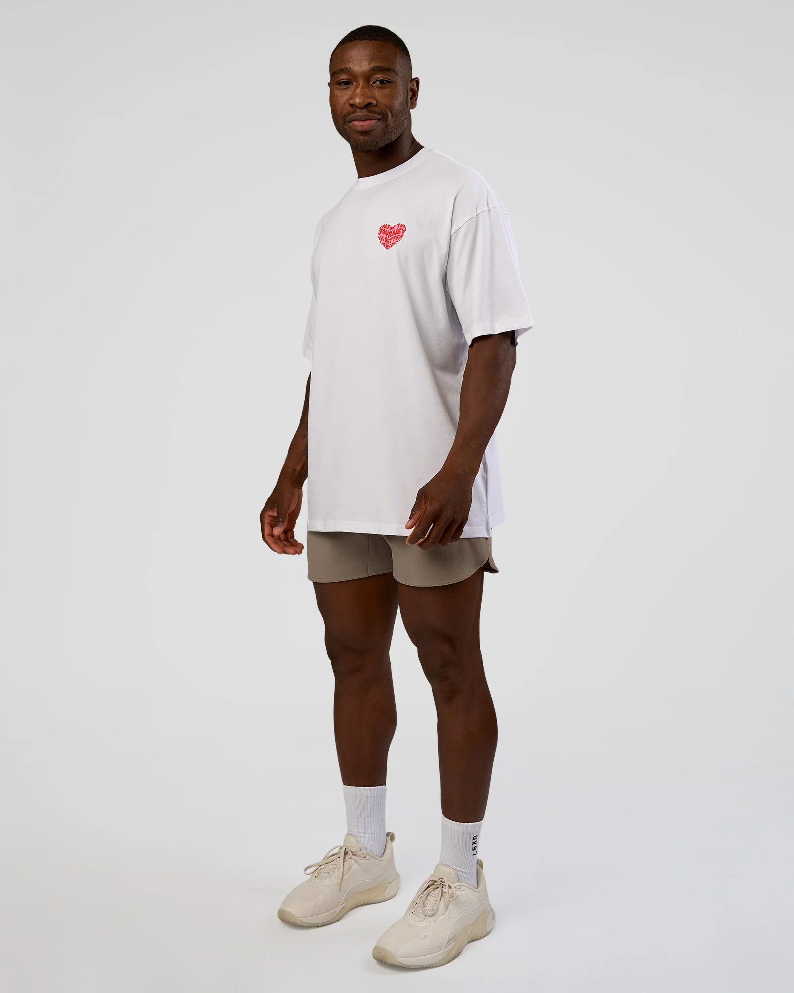 Love the Journey FLXCotton Oversized Tee - White-Candy Pink