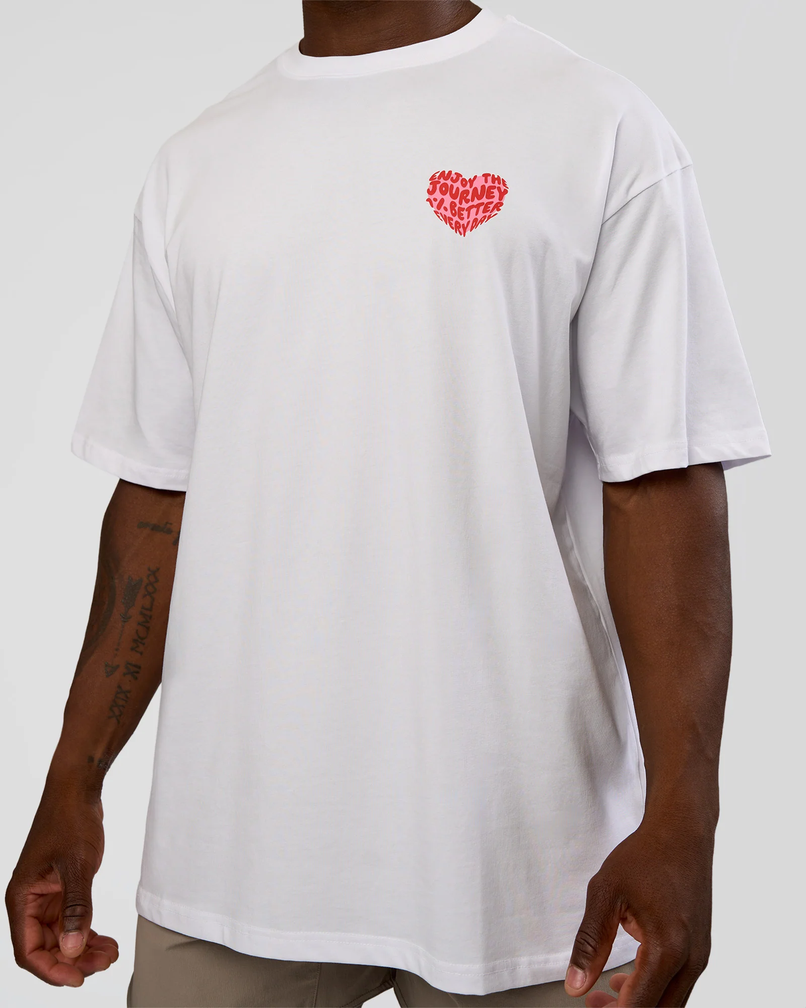 Love the Journey FLXCotton Oversized Tee - White-Candy Pink