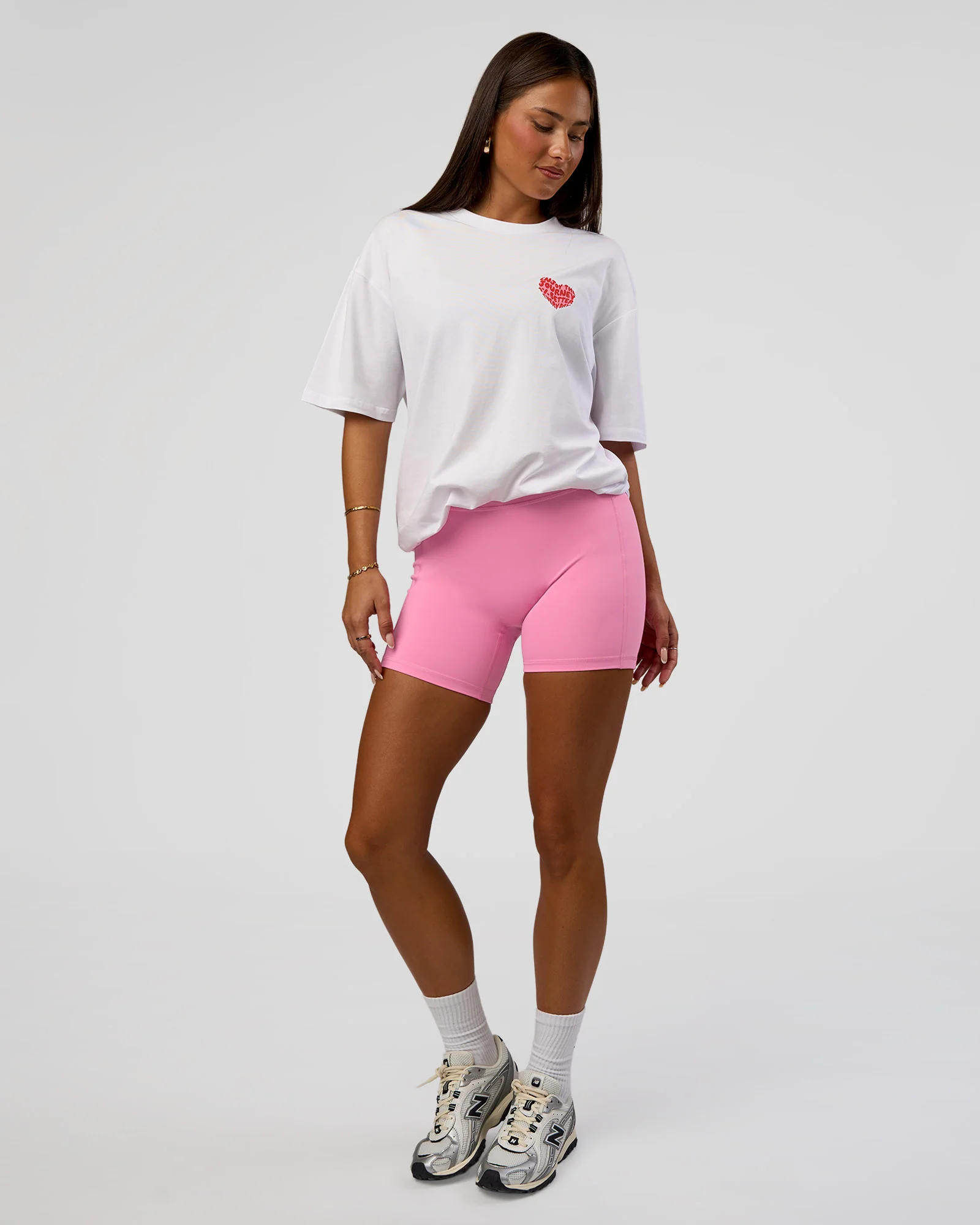 Love the Journey FLXCotton Oversized Tee - White-Candy Pink