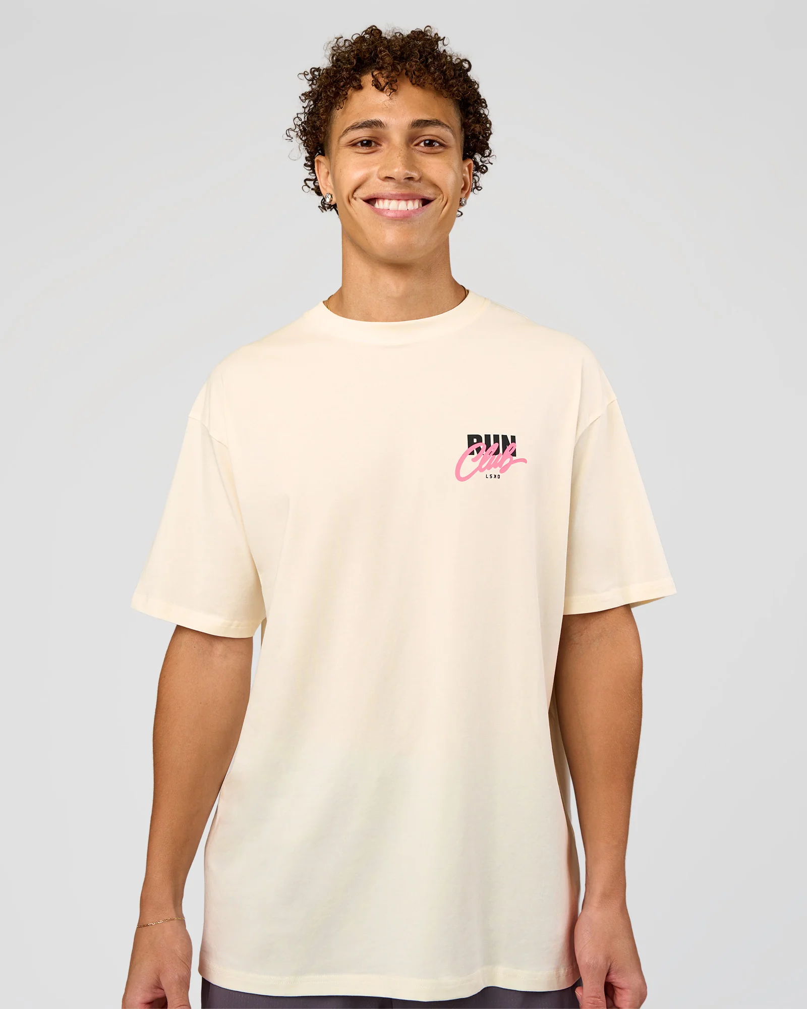 Values Run Club FLXCotton Tee - Off White-Candy Pink