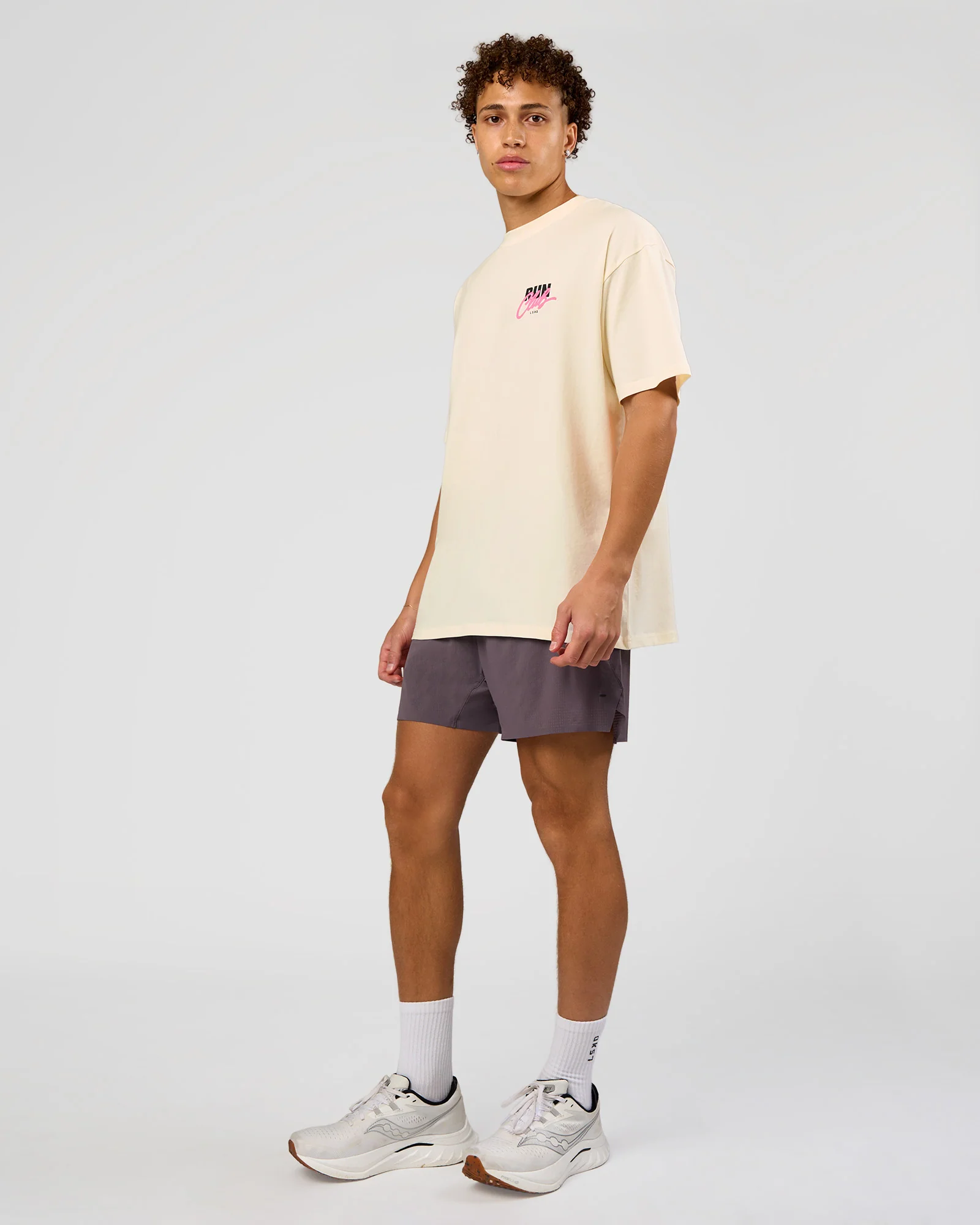 Values Run Club FLXCotton Tee - Off White-Candy Pink