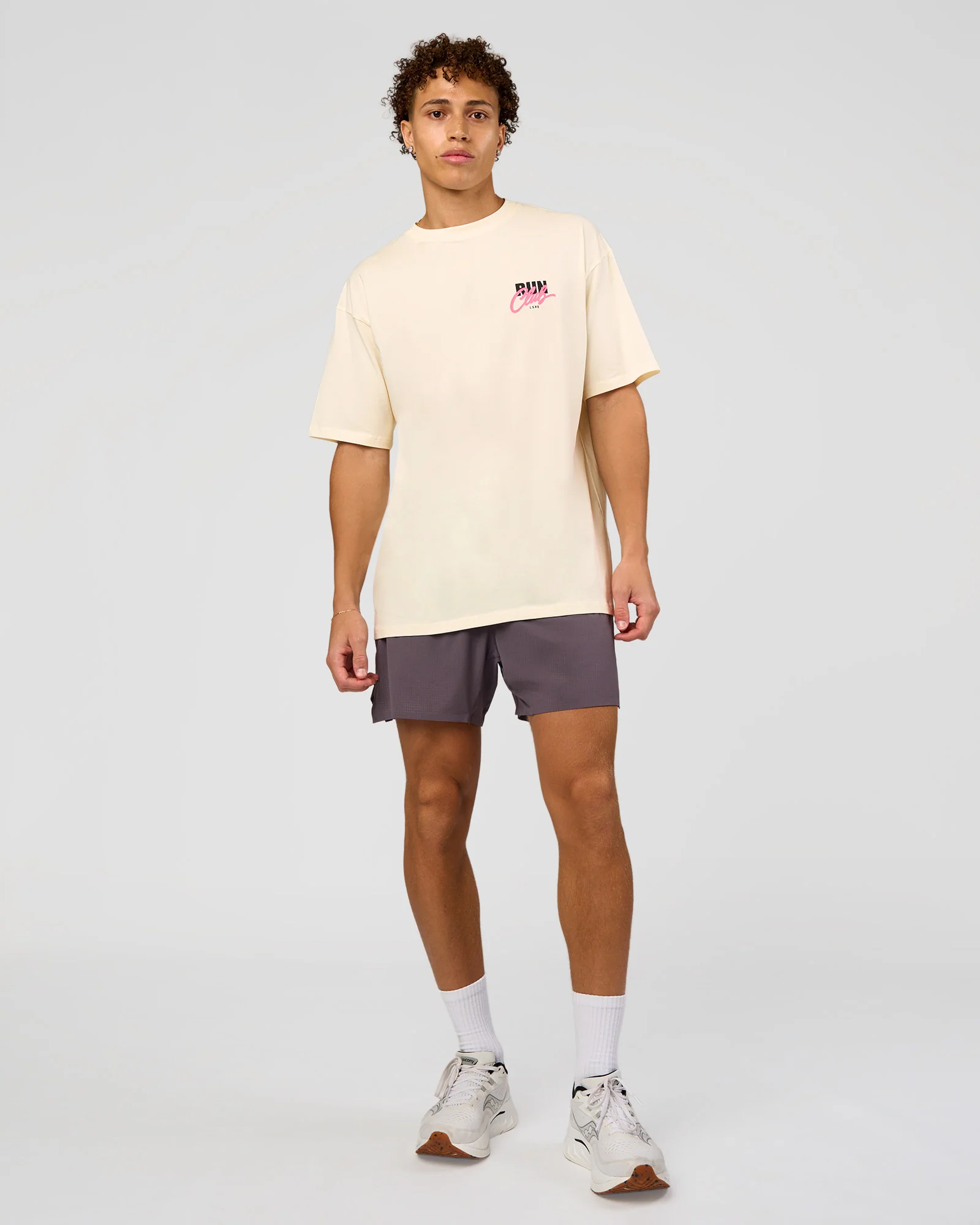 Values Run Club FLXCotton Tee - Off White-Candy Pink