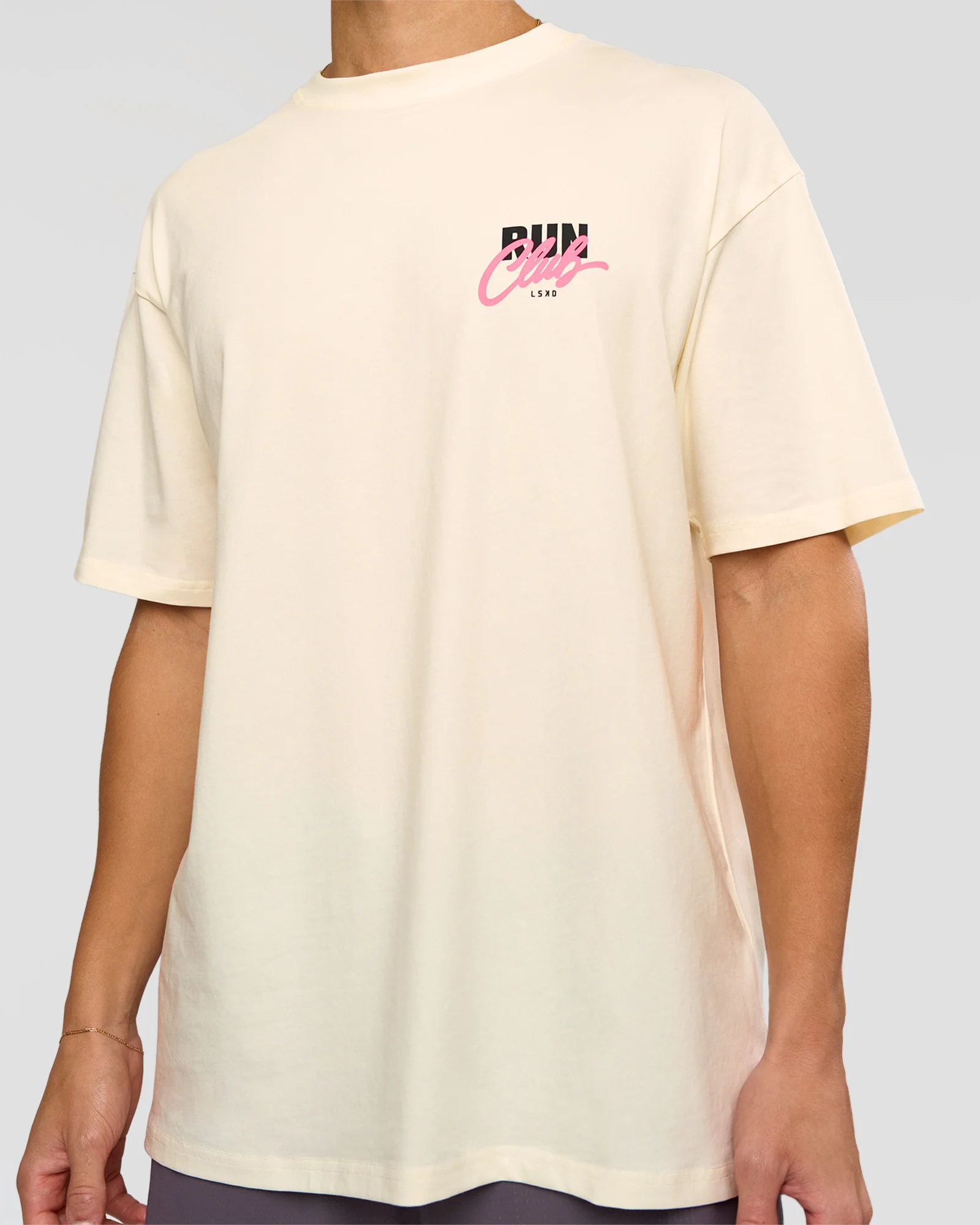 Values Run Club FLXCotton Tee - Off White-Candy Pink