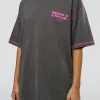 Pressure is Privilege Oversized Tee - Dark Storm Washed-Ultra Fuchsia