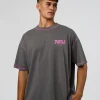 Pressure is Privilege Oversized Tee - Dark Storm Washed-Ultra Fuchsia