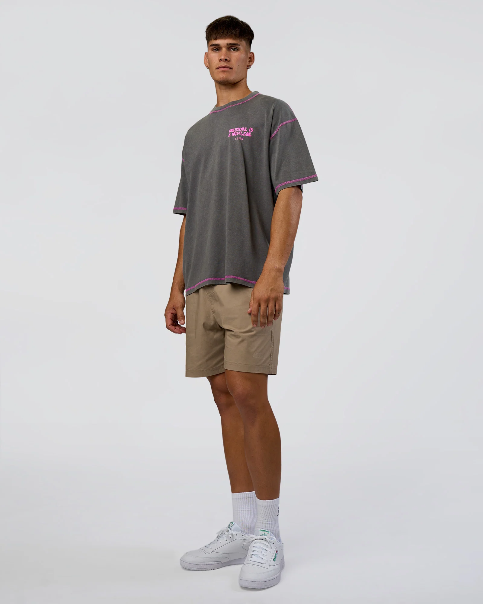 Pressure is Privilege Oversized Tee - Dark Storm Washed-Ultra Fuchsia