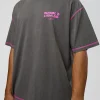 Pressure is Privilege Oversized Tee - Dark Storm Washed-Ultra Fuchsia
