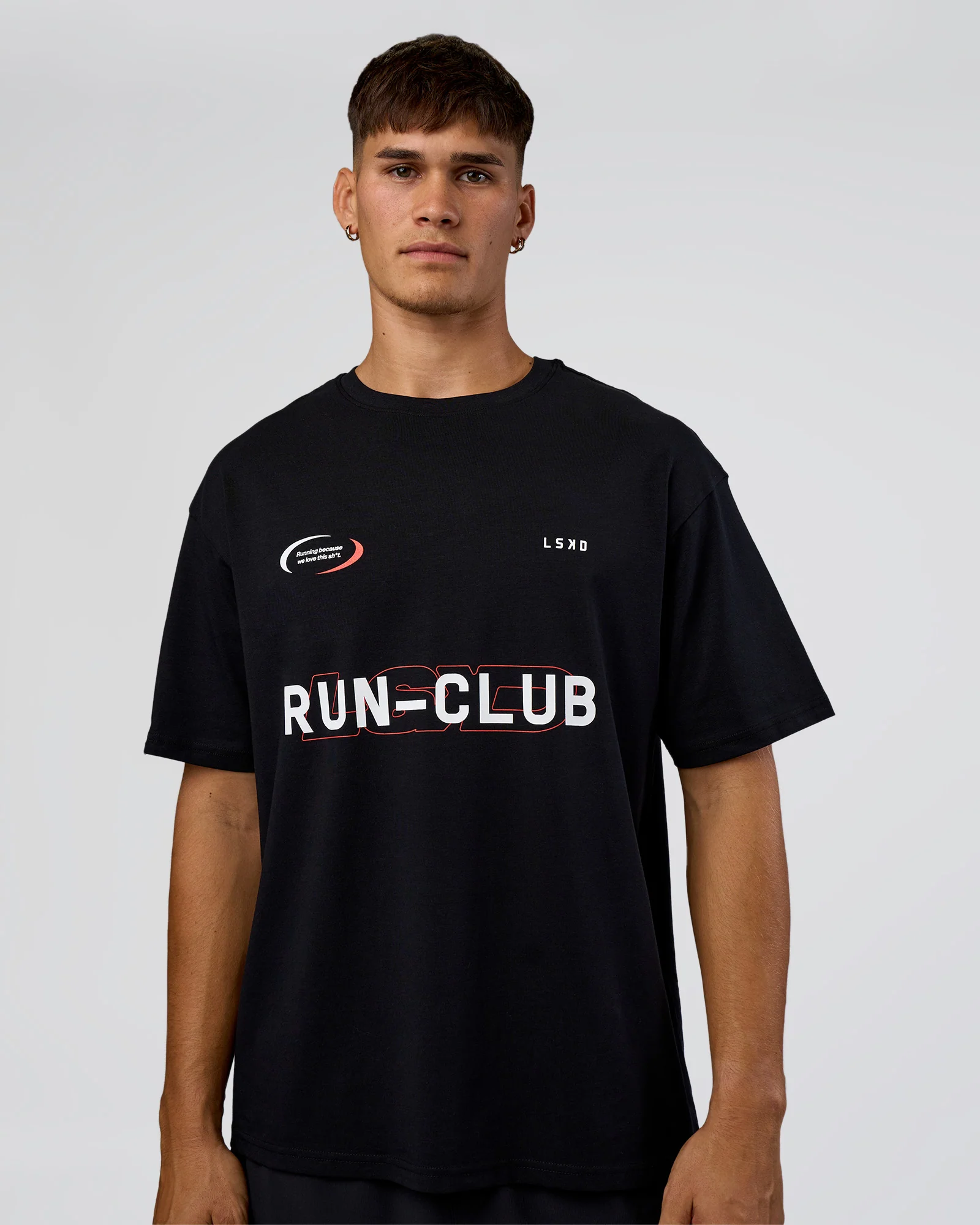 LSKD Run Club FLXCotton Oversized Tee - Black-White