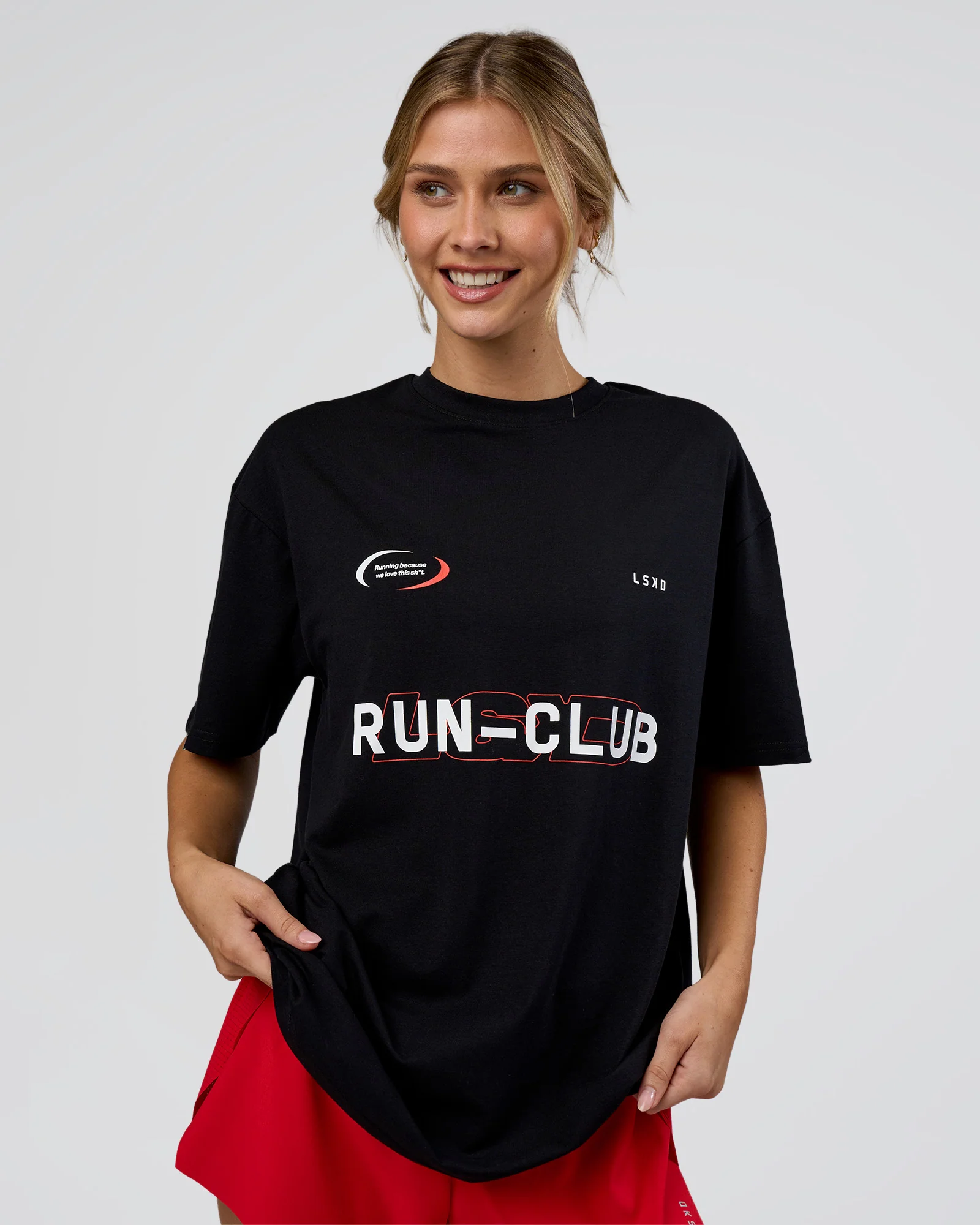 LSKD Run Club FLXCotton Oversized Tee - Black-White