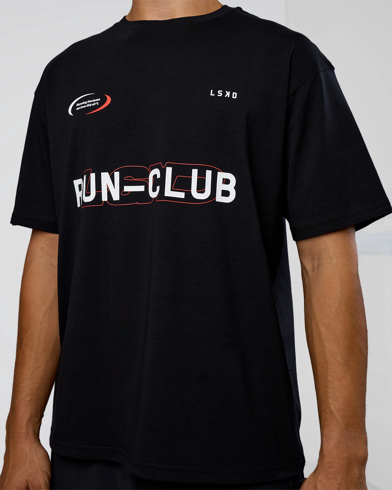 LSKD Run Club FLXCotton Oversized Tee - Black-White